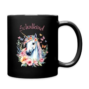 Licorne aux Fleurs Papillons - Enfant d’école 2026 - Mug uni - noir - Droite