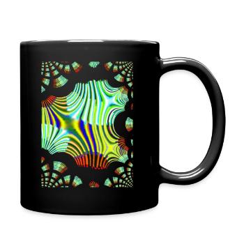 Psychedelic Neon Waves Pattern - Full Colour Mug - black - Right