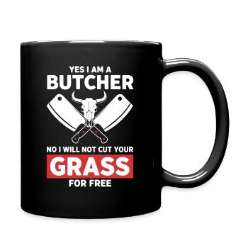 Humor Butcher Cutting No Grass - Full Colour Mug - black - Right