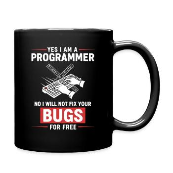 Humor Fixed Programmer No Bugs - Full Colour Mug - black - Right