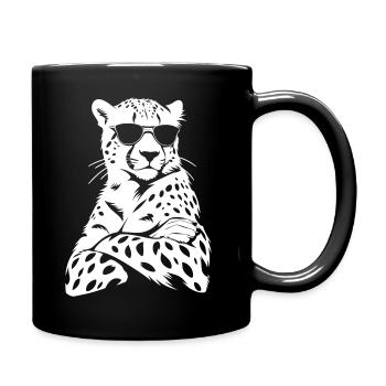 Guépard cool – Lunettes de soleil et bras croisés - Mug uni - noir - Droite