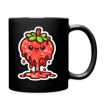 Kuschelige Erdbeer Tropfen-Charme - Tasse einfarbig - Schwarz - Rechts