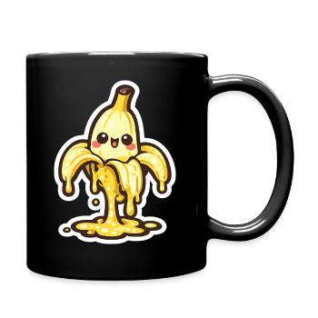 Scène du héros de la banane de Kawaii qui fond en jaune - Mug uni - noir - Droite