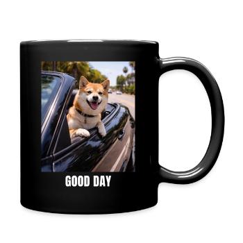 Guten Tag Shiba Inu Hundememe Positive Vibes - Tasse einfarbig - Schwarz - Rechts