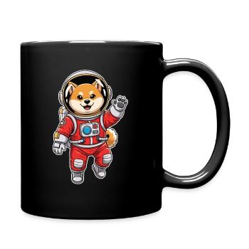 Chien Shiba Inu Astronaute Espace Rouge - Mug uni - noir - Droite