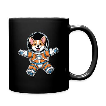 Orange Space Astronaut Corgi Dog - Full Colour Mug - black - Right