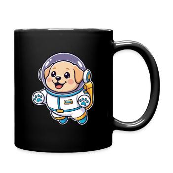 Golden Retriever Hund Weltraum-Astronaut niedlich - Tasse einfarbig - Schwarz - Rechts