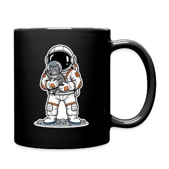 Gray Cat Space Astronaut Cuddly Cute - Full Colour Mug - black - Right