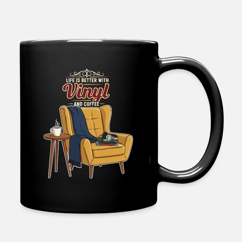 Vinyl Coffee Music Citation Better With Vinyl - Full Colour Mug - black