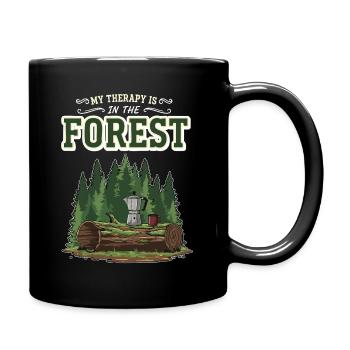 Camping Café Humor Meine Therapie ist im Wald - Tasse einfarbig - Schwarz - Rechts