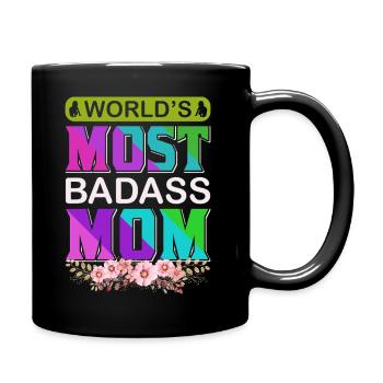 World's Badass Mom – Mutiges, florales Muttertagsgeschenk - Tasse einfarbig - Schwarz - Rechts