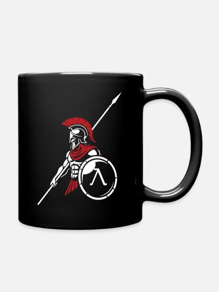 Spartan Royal Guard Spartan Shield Mascot - Full Colour Mug - black