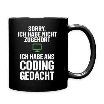 Sorry, I thought of coding - Full Colour Mug - black - Right