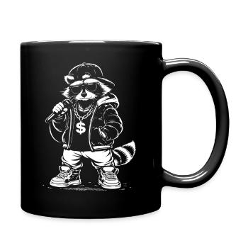 Rapping Raccoon with Bling - Full Colour Mug - black - Right