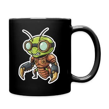 Betende Gottesanbeter-Steampunk-Kupferrüstung - Tasse einfarbig - Schwarz - Rechts
