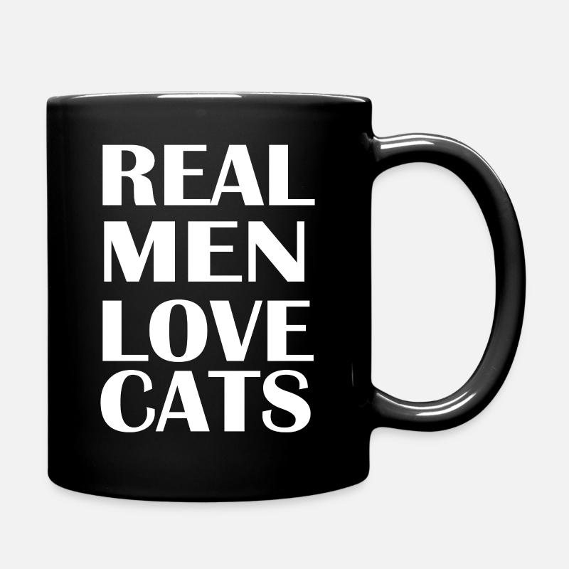 Real man love cats - Full Colour Mug - black