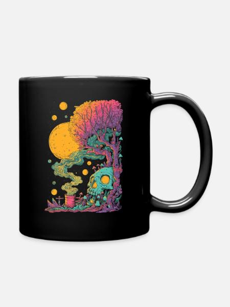 Psychedelischer Baumskull im Kosmos - Tasse einfarbig - Schwarz
