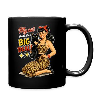 Rockabella & Katze: My cat thinks I'm a big deal - Tasse einfarbig - Schwarz - Rechts