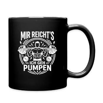 Mir reicht's ich geh Pumpen Gym Fitnessstudio - Tasse einfarbig - Schwarz - Rechts