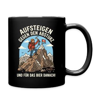 Bergsteiger gegen Abstieg Bier Danach - Tasse einfarbig - Schwarz - Rechts