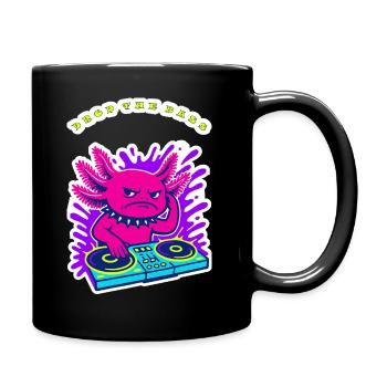 Angry Axolotl DJ – Lass den Bass Neon-Design fallen - Tasse einfarbig - Schwarz - Rechts