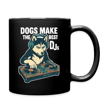 Husky DJ Retro Design: Dogs Make the Best DJs - Full Colour Mug - black - Right