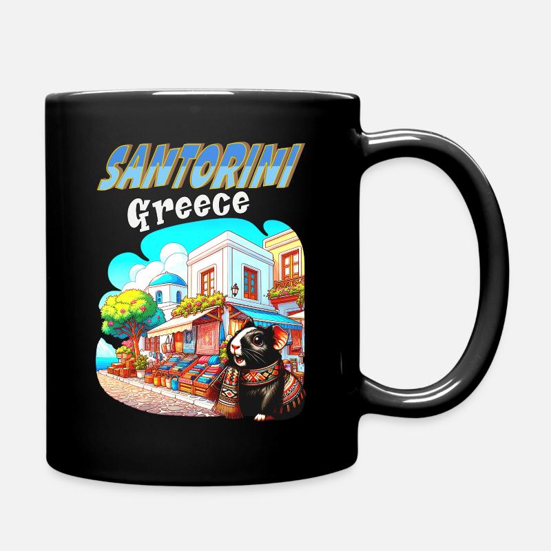 Aventures de cochons d’Inde à Santorin, Grèce - Mug uni - noir
