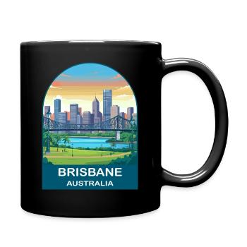 Brisbane Australia Story Bridge Travel Poster - Full Colour Mug - black - Right
