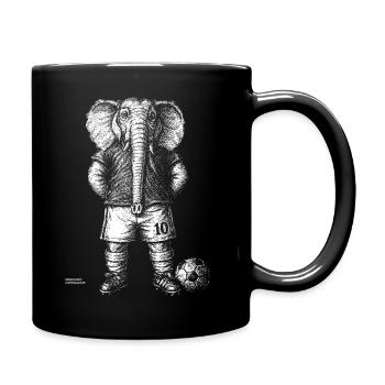 Elephant with football for black/dark shirts - Full Colour Mug - black - Right