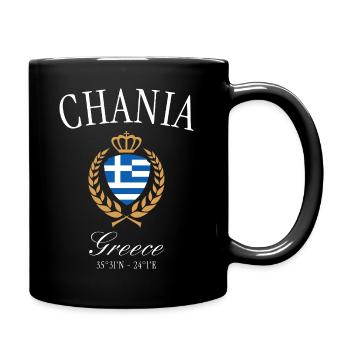 Chania Greece Coat of Arms Crown – Travel Souvenir - Full Colour Mug - black - Right