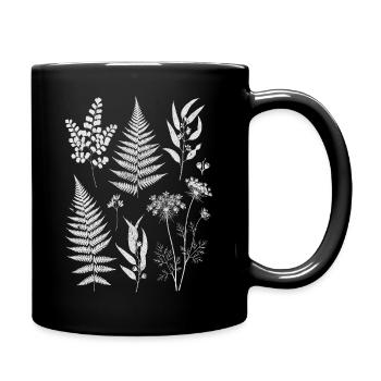 Silhouettes botaniques en blanc - Mug uni - noir - Droite