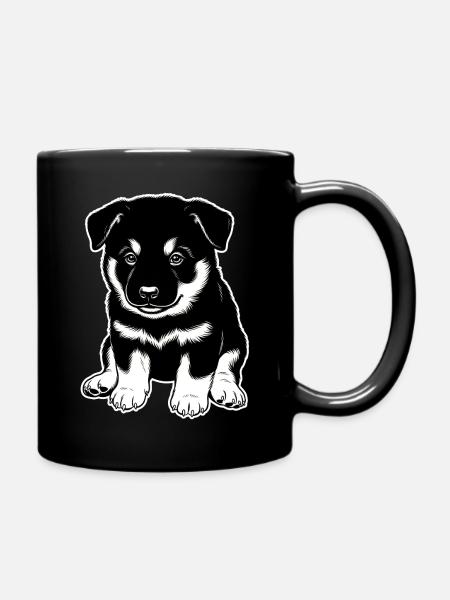 Eurasier | Black Puppy | Puppy - Full Colour Mug - black