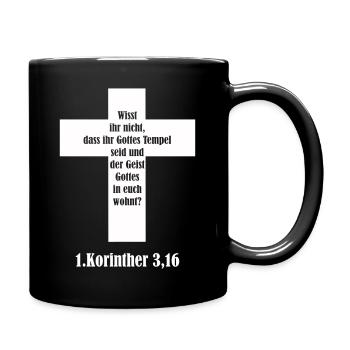 Quotation from the Cross Corinthians 3:16 - Spirit in You - Full Colour Mug - black - Right