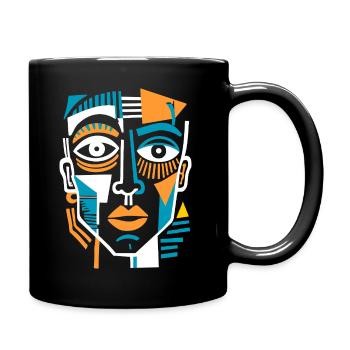 Visage cubiste coloré - Mug uni - noir - Droite