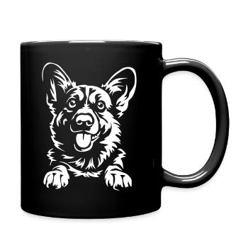 Welsh Corgi Head "Black Edition" - Full Colour Mug - black - Right