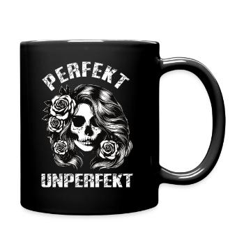 Perfekt Unperfekt Skull Roses Gothic Design - Tasse einfarbig - Schwarz - Rechts