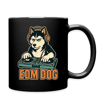 EDM Dog : DJ husky à la console de mixage dans un style rétro - Mug uni - noir - Droite