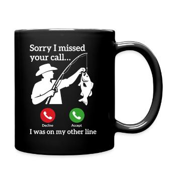 Angeln Ruft Retro Vintage Angler Spruch Design - Tasse einfarbig - Schwarz - Rechts