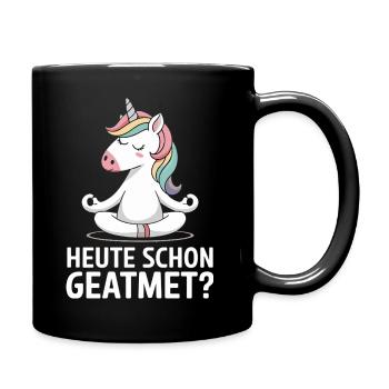  Heute Schon Geatmet Einhorn Yoga Meditation - Tasse einfarbig - Schwarz - Rechts