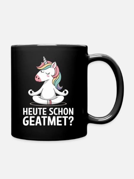  Heute Schon Geatmet Einhorn Yoga Meditation - Tasse einfarbig - Schwarz