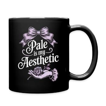 Blasse ästhetische Schrift mit Schleife - Tasse einfarbig - Schwarz - Rechts