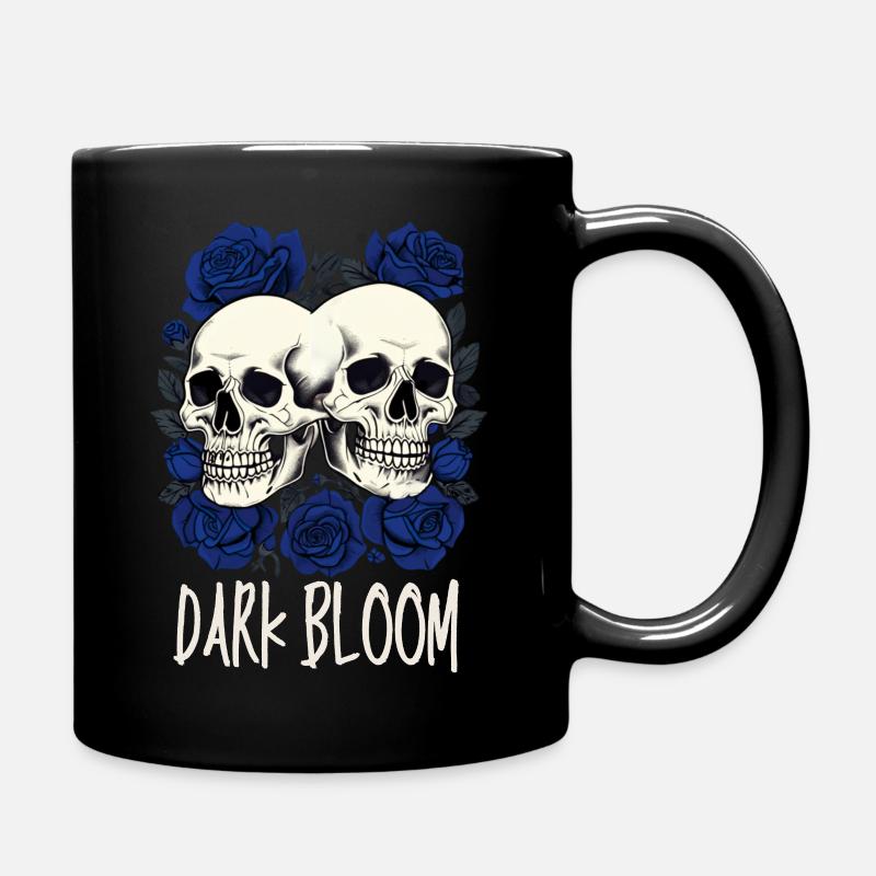 Dark Bloom – Gothic Skulls and Roses - Full Colour Mug - black