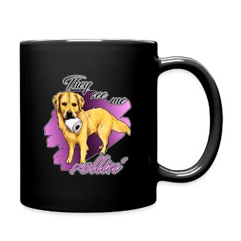 Golden Retriever Hund Meme Shirt lustig - Tasse einfarbig - Schwarz - Rechts