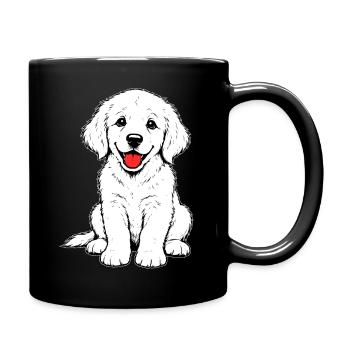 Golden_Retriever_Welpen_sitzend_weiss - Full Colour Mug - black - Right