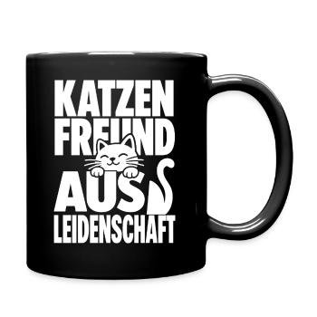 Katzenfreund Aus Leidenschaft - Tasse einfarbig - Schwarz - Rechts