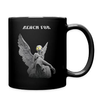 Angel statue with yellow eyes - Full Colour Mug - black - Right