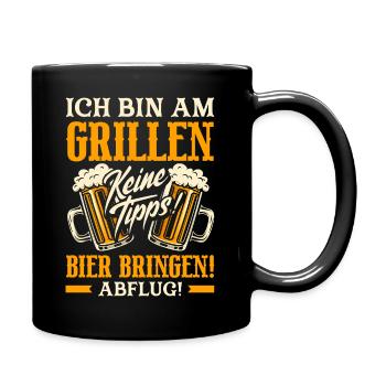 Bin Am Grillen Keine Tipps Bier Bringen Abflug - Tasse einfarbig - Schwarz - Rechts