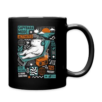 Capybara Mode Activated Funny Design - Tasse einfarbig - Schwarz - Rechts