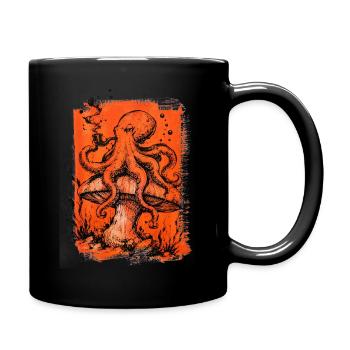 Octopus with Pipe on Mushroom - Full Colour Mug - black - Right