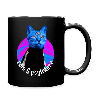 Cats & Psytrance - Rave outfit Psy trance - Full Colour Mug - black - Right
